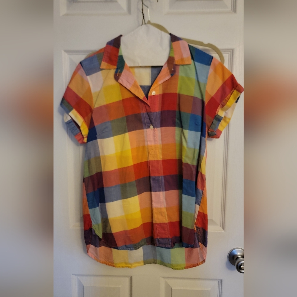 Rainbow plaid blouse